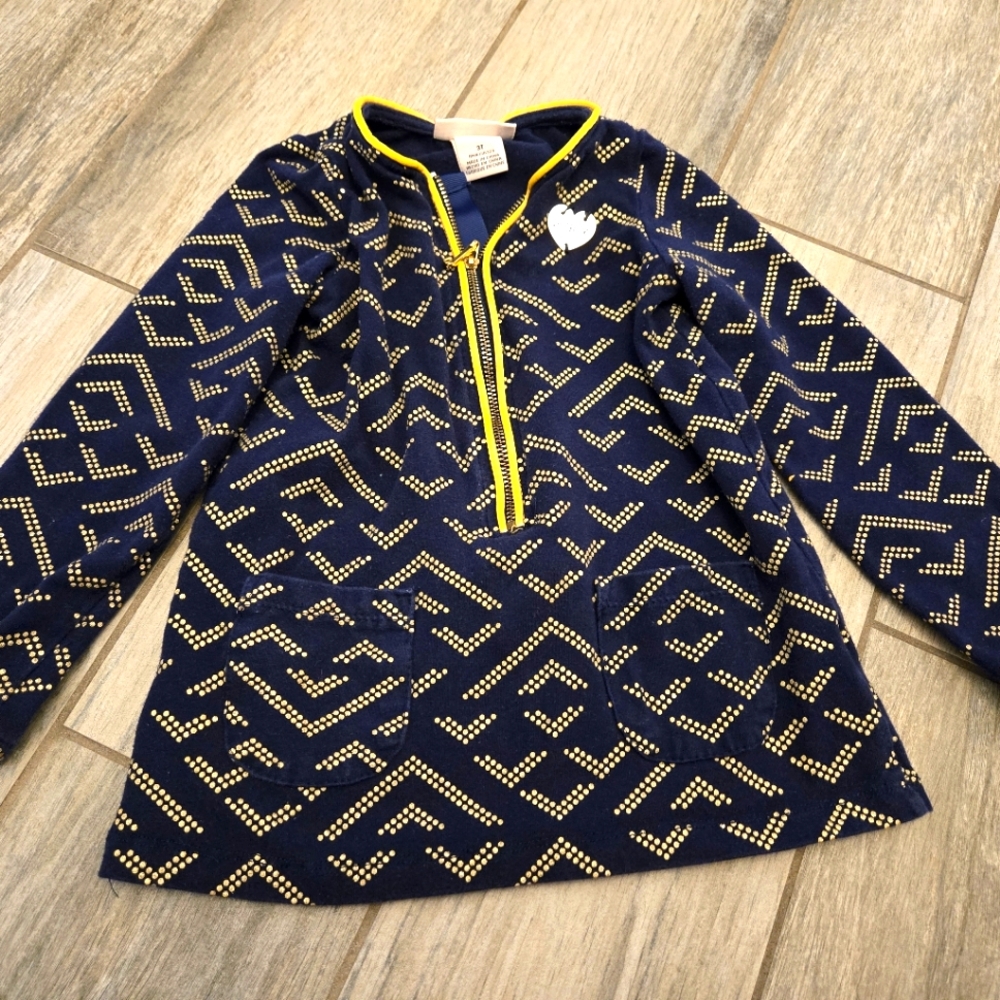 Girls 3T Juicy CoutureNavy and Yellow Long Sleeve Zip‎ Up Shirt